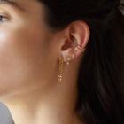 Flower Rhinestone Earring 1 Pc - Gold - One Size