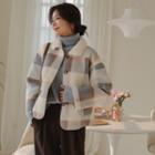 Collared Faux-shearling Plaid Jacket