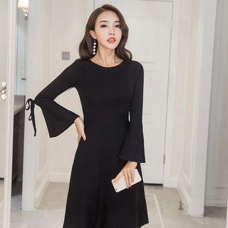 Bell Long-sleeve Knitted A-line Dress