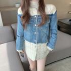 Color-block Denim Panel Coat