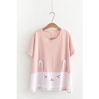 Short-sleeve Rabbit Panel T-shirt