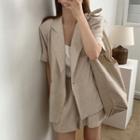 Short-sleeve Single Breasted Blazer / High-waist Plain Dress Shorts