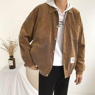 Lettering Back Corduroy Button Jacket