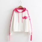 Heart Patch Contrast Color Hoodie