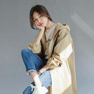 Hooded Long Zip-up Parka