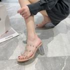 Rivet Chunky Heel Slide Sandals