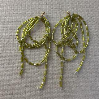 Faux Crystal Bow Fringed Earring 1 Pair - Green - One Size
