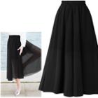 Midi A-line Chiffon Skirt Black - One Size