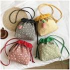 Floral Print Gingham Drawstring Crossbody Bag