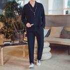 Set: Long-sleeve Plain T-shirt + Pants