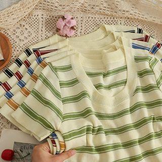 Striped Slim-fit Crop T-shirt In 5 Colors