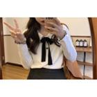 Doll-collar Knit Top White - One Size