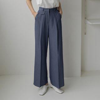 High-waist Flap Wide-leg Pants