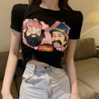 Printed Slim-fit Crop T-shirt