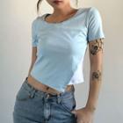 Short-sleeve Paneled Crop T-shirt