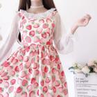 Strawberry Midi A-line Dress / Lace Top