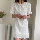 Puff-sleeve Lace Minidress Ivory - One Size