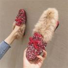 Sequined Fluffy Loafers