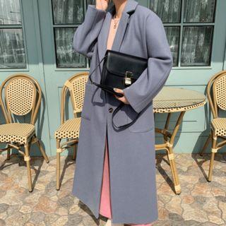 Notch-lapel Single-breasted Long Coat