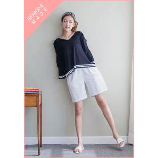 Elastic-waist Linen Wide-leg Shorts