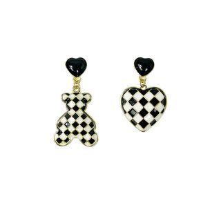 Check Heart Drop Earring / Bear Drop Earring