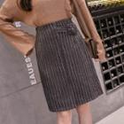 Buckled Striped A-line Skirt