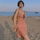 Paisley-print Sleeveless Mini Dress Mauve - One Size