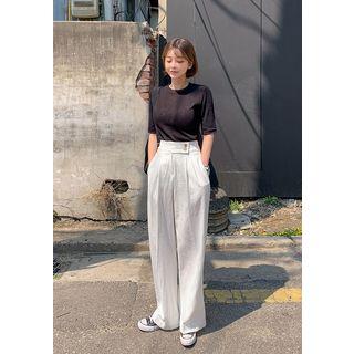 Crewneck Elbow-sleeve Lightweight Knit Top In 10 Colors
