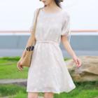 Short-sleeve Cold-shoulder Chiffon A-line Dress