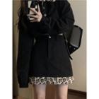 Leopard Print Collar Shirt Jacket / A-line Skirt