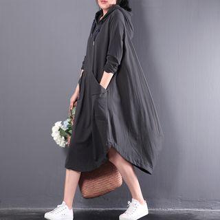 Long-sleeve Hooded Loose-fit Dress