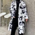 Double Breasted Ink Print Long Coat