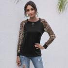 Long-sleeve Leopard Print Raglan T-shirt