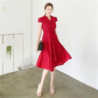 Puff-shoulder Surplice-wrap Shirtdress