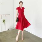 Puff-shoulder Surplice-wrap Shirtdress
