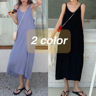 Strappy Midi A-line Dress / Short-sleeve Shirt