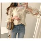 Open Back Lace Long-sleeve Top
