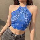 Paisley Print Cropped Halter Top