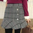Inset Shorts Buttoned Ruffle-hem Skirt (2 Designs)