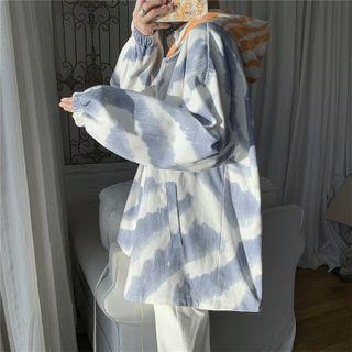 Mock Two-piece Tie Dye Hooded Zip Jacket
