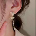 Heart Bow Alloy Dangle Earring 1 Pair - Gold - One Size