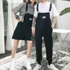 Couple Matching Jumper Pants / Mini Overall Dress / Short-sleeve Plaid Shirt / Short-sleeve T-shirt