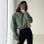 Brushed Loose-fit Cropped Pullover