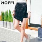 Faux-leather Asymmetric Mini Skirt