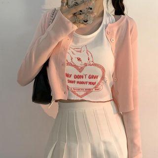 Rabbit Tank Top / Light Jacket / Pleated Skirt