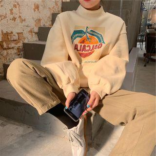 Citrus Print Mock Neck Sweatshirt