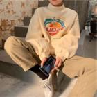 Citrus Print Mock Neck Sweatshirt