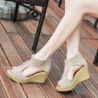 Platform Wedge-heel Peep-toe Cut-out Sandals