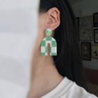 U Shape Check Acrylic Dangle Earring