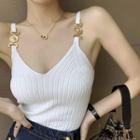 V-neck Metal Button Knit Camisole